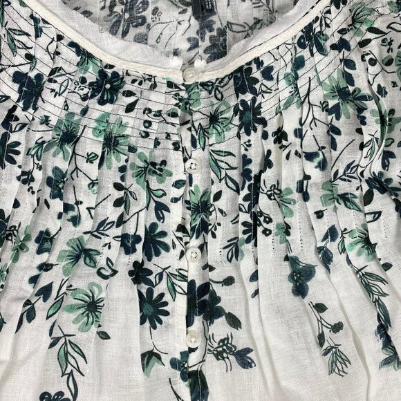 NWT Anthropologie Tank Size XL 100% Linen Floral Print Ruffle - Picture 4 of 11